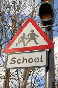 Image of a school zone warning sign