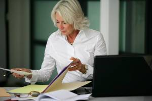 A New Jersey lawyer going through client's records during an expungement process.