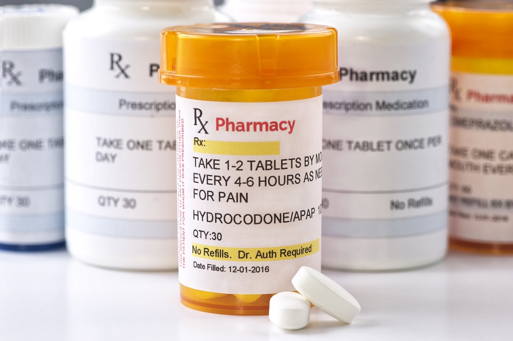 Hydrocodone prescription bottle.