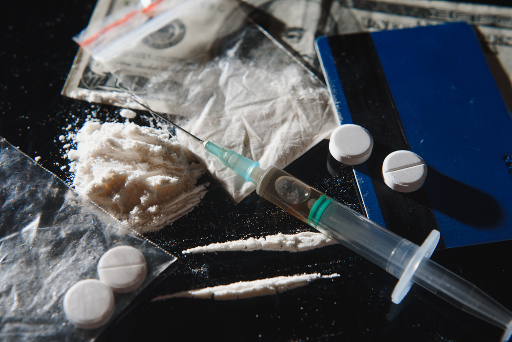 Drug paraphernalia representation on the table